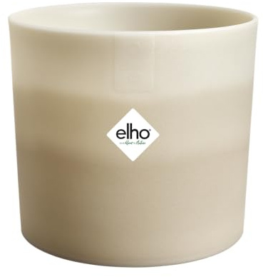 Elho Colour Gradiant Rond 16cm - Maceteros Decorativos Interior - 100% Plástico Reciclado - Ø 15.9 x H 14.7 - Beige/Beige Arenaria