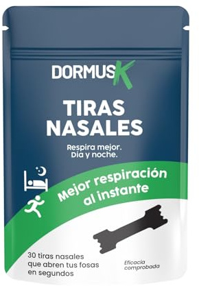 DormusK Tiras Nasales - pack para 30 días. Alcanza el Sueño REM | Para mejorar la Respiración Nasal | Optimo para Deportes | Oxigena un 30% Más | Ultra Resistente al Sudor