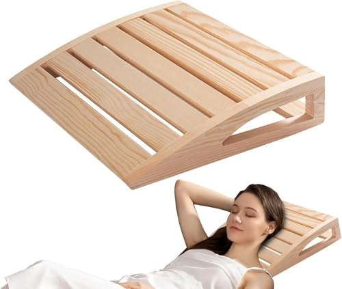 Poggiatesta per sauna fatto a mano, 38 x 31 cm, ergonomico, in legno massiccio, sollievo dal collo e circolazione dell'aria, per bagno di vapore e relax, delicato sulla pelle, 800 g
