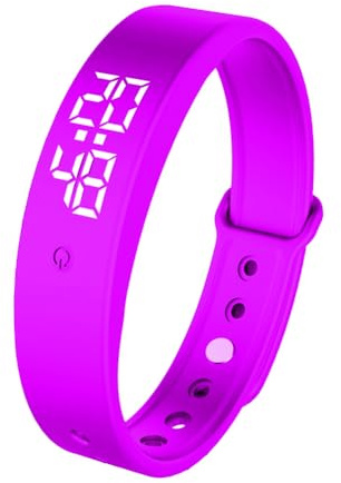DASIAUTOEM Vibrations-väckarklocka, vibrationslarm påminnelseklocka, armband väckarklocka vibration med timer, påminnelse om att dricka larm medicin väckarklocka för barn, vuxna, 6 dagliga larm (lila)