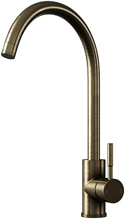Top-Fix Swan Single Lever Kitchen Mixer Tap – Antique Brass| Modern Swan-Neck Kitchen Sink Mixer | Easy Top-Mount Installation | 360° Swivel Spout | Durable Brass Body & Smooth Single-Handle Control