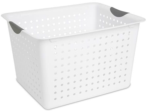 Sterilite 6-Pack Deep Ultra Basket, Open Top Plastic Storage Organizer, White - Classic Baskets for Organizing Countertops, Pantry Shelves, Kitchen Cabinets, Laundry Rooms or Home Offices
