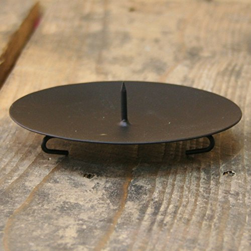 Carousel Home Black Round Metal Spike Candle Holder Pillar Candle Plate