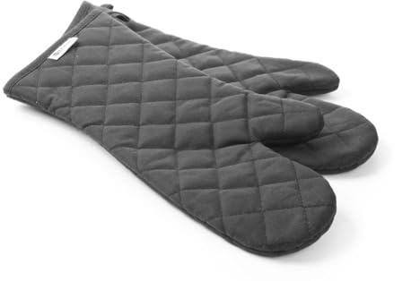 HENDI Manoplas de Horno, 1 Par, Resistentes al Calor hasta 250°C, Guantes de Protección Térmicos para Horno, Parrilla o Cocina, 38cm de Largo, Algodón, Negro