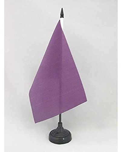 AZ FLAG Drapeau de Table Unicolore Violet 21x14 cm Socle Plastique | Usage intérieur Drapeau de bureau de couleur blanche finition cousue et bords renforcés polyester 100D
