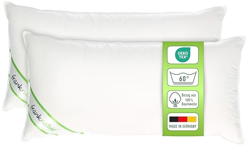franknatur 2X Kopfkissen 40x80 Kissen 30% Gänsedaunen Daunenkissen Christin | Seitenschläferkissen weich bis mittelfest, Füllung mit Gänsedaunen Klasse 1, Bezug 100% Baumwolle, waschbar, Oeko-TEX