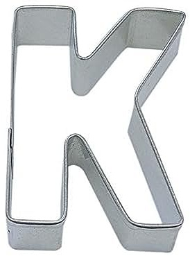 R&M Letter K Cookie Cutter in Durable, Economical, Tinplated Steel