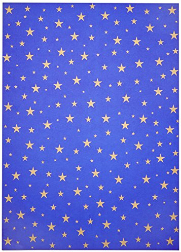 folia 5834 - Fotokarton blau mit goldenen Sternen, 50 x 70 cm, 10 Bogen, beidseitig Bedruckt - zum Basteln und kreativen Gestalten von Karten, Fensterbildern und für Scrapbooking