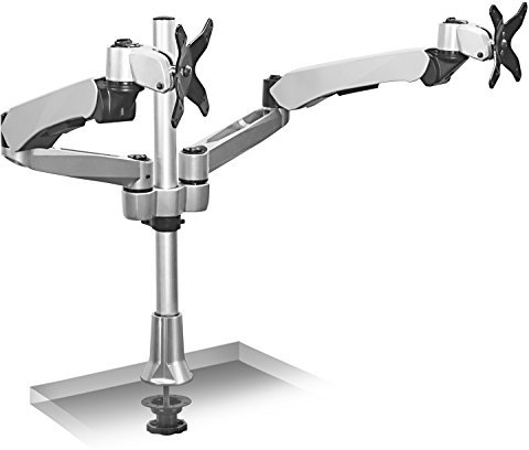 Mount-it! Height Adjustable Full Motion Two Monitor Computer Desk Mount Spring Arm Quick Release with Grommet Base (MI-45111)