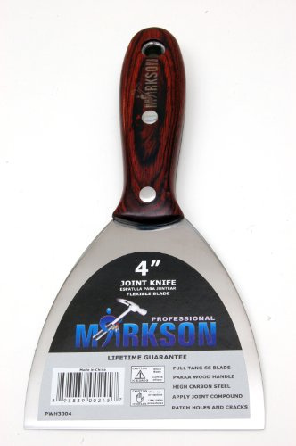 MARKSON Putty Knife 4, Scraper Tool with Pakka Wooden Handle, Spackle Knife, Stainless Steel Blade Joint Knife