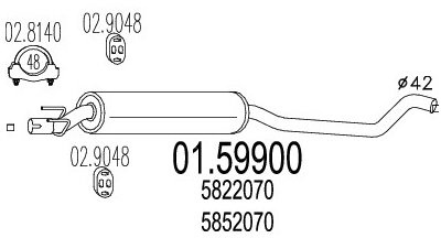 MTS 01.59900 Mittelschalldämpfer Kompatibel mit OPEL Corsa B Schrägheck S93 5822070 5852070 9128616