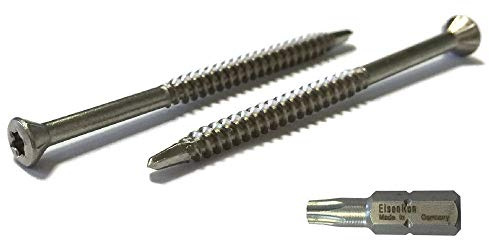 Dielenschrauben Edelstahl 3,2x40 mm - 200 St. mit Linsenkopf Torx A2 incl. Bit