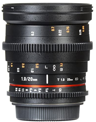 Rokinon 20 mm T1.9 Cine DS-objektiv för Canon EF