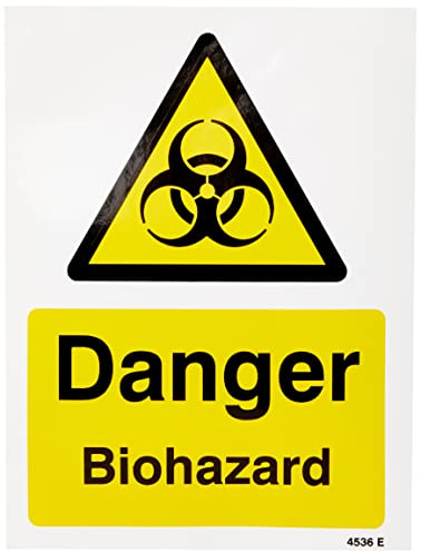 Caledonia Signs 24536E Danger Biohazard-skylt, självhäftande vinyl, 200 mm x 150 mm