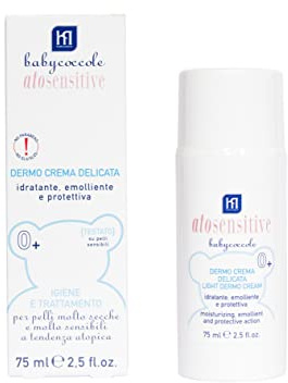 Babycoccole DERMO CREMA DELICATA EMOLLIENTE PROTETTIVA. Per Pelle sensibile, secca, a tendenza Atopica. Ingredienti Naturali di Origine Vegetale, Dermatologicamente Testato. 75ml