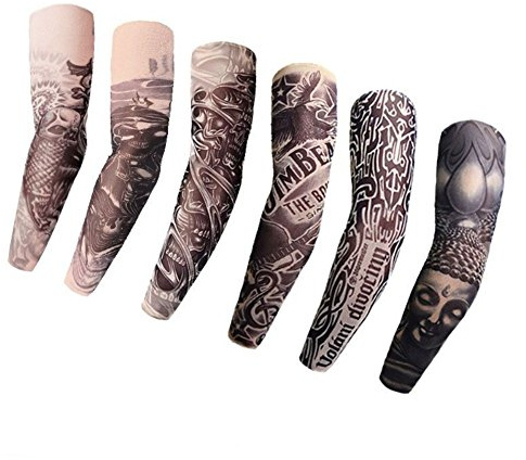 Zinsale 6 Stücke Mode Gefälschte Temporäre Tattoo Ärmel Sun Block Arm Sleeve für Männer Frauen (Grau)