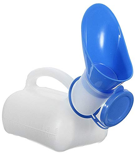 Unisex Potty Urinal for Car, Portable Urinal for Men and Women, Bedpans Pee Bottle, with a Lid and Funnel, Travel Urinal Kit for Home, Hospite, Camping Outdoor (White)