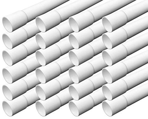 ARLI Installationsrohr M20 gemufft – 24m Kabelrohr starr PVC schwer entflammbar – Rohr 20mm für Aufputzinstallation Weiss
