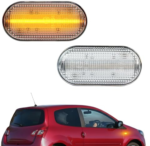 NSLUMO LED-Seitenblinker für R/enault Clio Twingo Espace Kangoo Megane | Laguna Master Dacia Logan Duster Lodgy Dokker O/pel Vivaro Movano amberfarben Blinker Seitenmarkierung Klarglas 2PCS