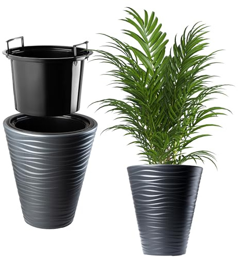 KADAX Pot de Fleurs Haut pour Intérieur et Extérieur, Jardinière avec Grande Taille et Conception Résistante aux Intempéries, Grand Bac à Fleur (Anthracite, 35 cm)