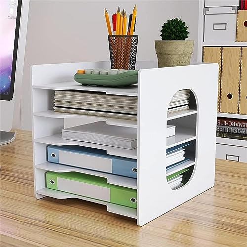 PUNCIA 5 Tiers Paper Tray A4 Desk Tidy Organizer White Filing Holder