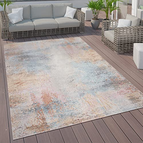 Paco Home In- & Outdoor Teppich Terrasse Küchenteppich Vintage Pastell Abstrakte Muster, Grösse:140x200 cm, Farbe:Bunt 2