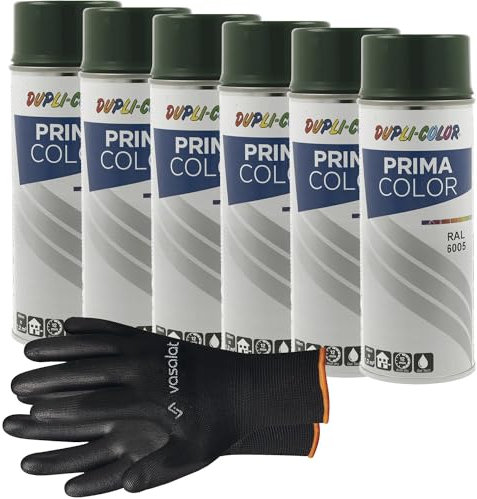 vasalat Dupli-Color Lackspray moosgrün glänzend RAL 6005 - Sprühlack für Metall, Kunststoff und Holz - wetterfeste Sprühfarbe für den Innen- und Außenbereich UV -beständig, 6 Stück