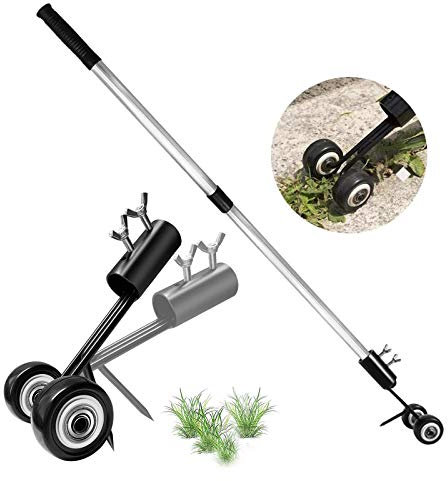 Ledph Unkrautstecher mit Stiel, Weeds Snatcher Weed Remover mit Rädern, Weed Puller 2 In 1 Unkrautzieher, Langlebiger Garten Unkraut Entferner Gerät fur Einfahrten Bürgersteige Terrassen