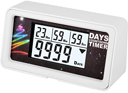 NInE-ROnG Digitaler 9999-Tage-Countdown-Timer mit 5 Karten für Schreibtisch | Ein Zieldatum mit Tagen, Stunden, Minuten und Sekunden; 5 Papierkarten, Magnetrahmen, 12/24-Stunden-Uhr, Signalton