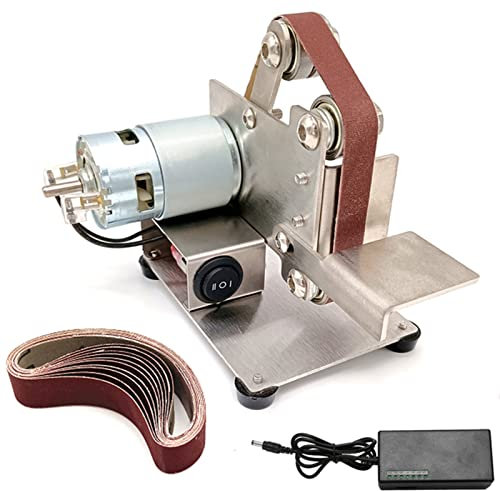 Sanders for Woodworking, DIY Mini Belt Sander, Electric Knife Apex Edge Sharpener, 7 Adjustable Speed Sanding Polishing Grinding Machine for Metal Wood Acrylic with 10Pcs Abrasive Belts,15mm