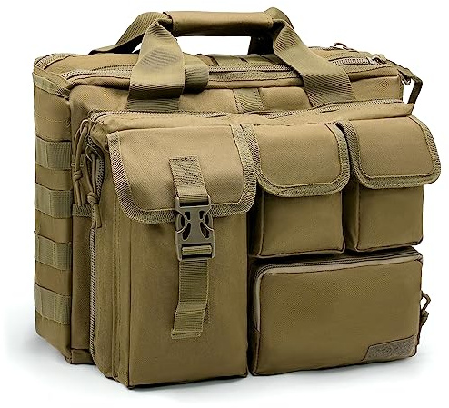 Alephnull Arbeitstasche Herren Taktische Laptoptasche 14/15,6 Zoll Multifunktional Messenger Bag Range Tasche Pilotentasche Aktentasche Männerhandtasche Feuerwehrtasche Schultertasche (Braun)