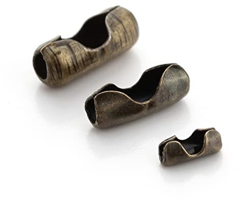Kugelketten-Verschlüsse, passend für 1,5 / 2 / 2,4 / 3,2 mm, Perlenkette, Verschlussklammern, perfektes Schmuckzubehör für Bastelarbeiten, Bronze, 200 Stück