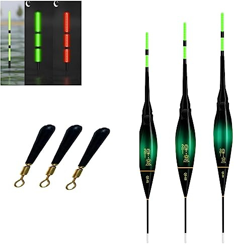 3 Stück Led Posen Angeln, Posen Angeln Smart Mit Gravity Sensing, Forellenposen Zum Forellenangeln Angelpose Laufpose Allroundpose Schwimmer Karpfenposen (Schwarz und weiß)