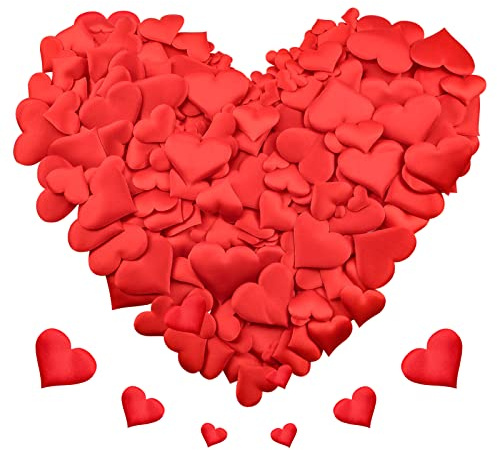 CRAFFANCY Rotes Herz-Konfetti-Stoff, 350 Stück, Herz-Schwamm, Blütenblätter, Dekoration, Valentinstag, Herz, Konfetti, Schwamm, Tischstreuung für Dating, Hochzeit, Festival, mehrere Größen