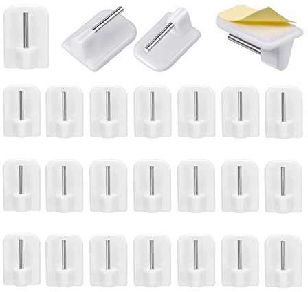 zoerbufan 24 Stück Gardinenhaken Selbstklebend, Gardinenhaken Klebehaken Selbstklebend Hake für Gardinenstangen Vitragestangen Gardinenhalter Vorhänge, Dekohaken (Weiß)