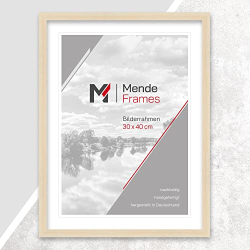 Mende Frames Bilderrahmen Modern 30x42cm DIN A3 I Farbe: Natur I Fotorahmen I klassischer Holzbilderrahmen I Made in Germany I V950