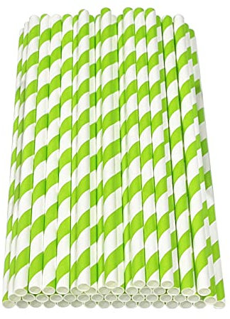 Haobase 50 pajitas de papel, pajitas de papel biodegradables para beber cócteles, café, bebidas frías (verde)