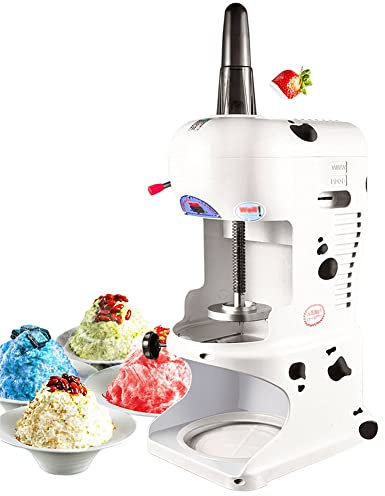 ARWIC Commercial Ice Shaver 350W 198LBS/H Electric Snow Cone Maker with Adjustable Ice Texture Ice Crusher Smoothie Machine Slush Machine Ice Cream Smooth Cocktail white