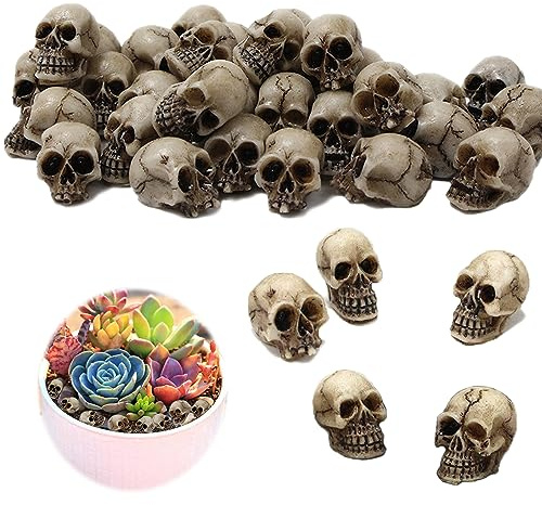 mini 20PCS Halloween Totenkopf Figur, Mini Schädel, Modell Schädel, Blumentopf-Dekoration, für Spukhaus, Halloween Horror Party, Dekoration