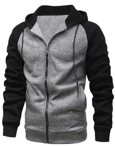Sweatjacke Herren Zipper Hoodie Kapuzenjacke Herren Sweatjacke Mit Kapuze Sweatshirt Jacke Reißverschluss Grau M