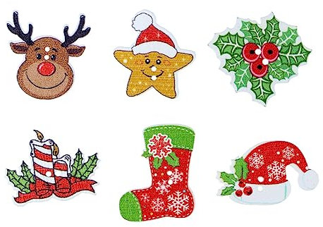 Ciieeo 50stücke Holzknöpfe in Verschiedenen Mustern Diy-weihnachtsknöpfe Zum Verzieren Von Kleidung Taschen Und Anderen Handarbeiten Für Weihnachtsfeiern