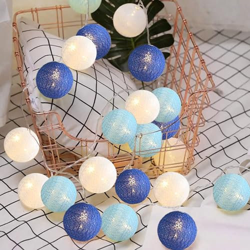 EvaStary LED Luces De Hadas Bolas De Algodón Con Pilas, 3 Metros 20pcs Bolas De Algodón Luces De Hadas Bolas De Luz De La Noche Para La Navidad, Boda, Habitación, Dormitorio, Decoracion De interiores