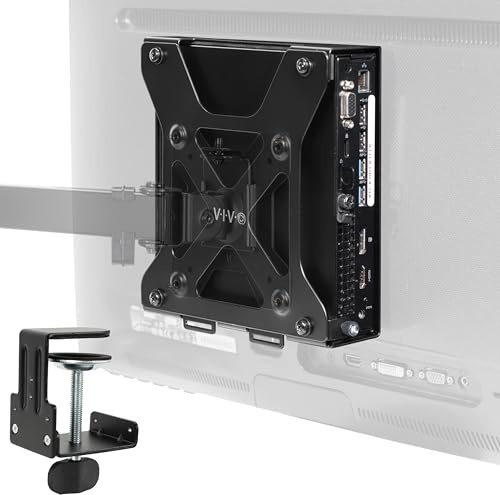 VIVO Behind Monitor VESA Mount Designed for Dell OptiPlex Micro CPU, Monitor Arm Computer Holder, Concealed Back of Screen Mount with Desk Clamp Option, Black, Mount-DLMM1