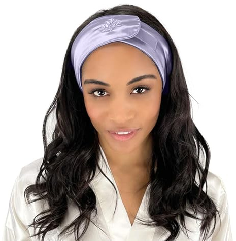 Mulberry Park Silks Glam Band - Spa Headband for Face Washing, Makeup Routine, Skin Care Treatments - 100% Grade 6A, 19 Momme Silk - Lilac