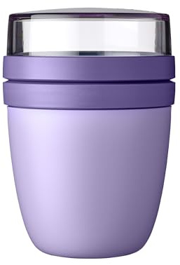 Mepal Müslibecher to go, Klein, praktischer Joghurtbecher to go - Unterteilung für Joghurt & Müsli - Geeignet für Gefrierschrank, Mikrowelle & Spülmaschine - 300 ml + 120 ml - Vivin Lilac