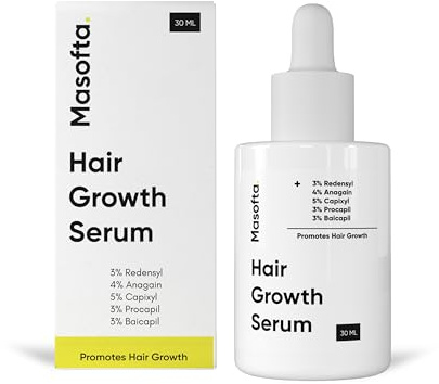 Masofta Hair Growth Serum For Density, Hair fall Control with 3% Redensyl, 5% Capixyl, 4% Anagain, 3% Procapil & 3% Baicapil, Rosemary & Biotin For Both Men & Women, 1.01 fl.oz./30ML