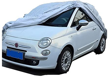 Auto Abdeckplane Autoabdeckung Für FIAT 500 2011-2023 Innen Außen Sonnenschutz Hitze UV Schnee Sonnenschutz Staubdicht Polyester Tuff Schutzhülle Autoabdeckung