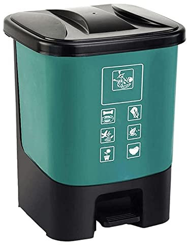 NOLLAM Papelera Cubo de Basura de clasificación con Tapa de 20 l/5,2 galones, Bote de Basura con Pedal para Exteriores con 2 Compartimentos para Uso Industrial en la Cocina del hogar Basurero Cocina