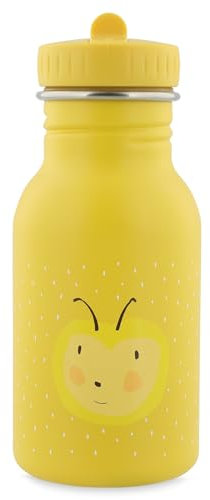 Trixie Drinking Bottle - Mrs. Bumblebee - 350ml Stainless Steel Water Bottle for Kids - Grey - Leakproof - Eco-Friendly and BPA-Free