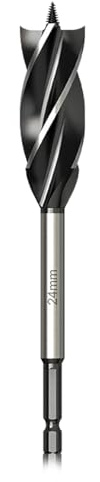 Meccion Wood Drill Bit 24mm x 165mm Professional Self Feed Speed Auger Woodworking Hole Drill Bit with 1/4 Inch Hex Shank
